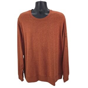 LL Bean Performance Crewneck Pullover Men's XXL Rust Orange Stretch Active Shirt